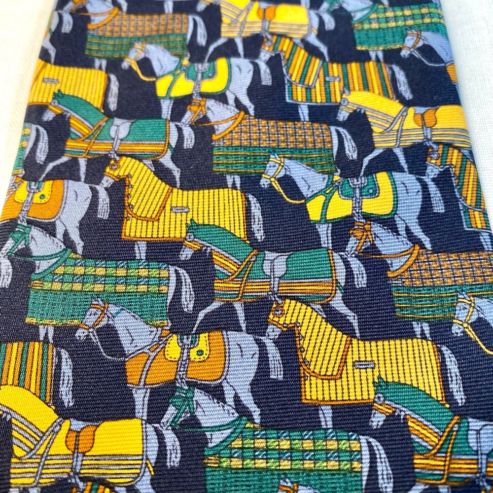 Vintage Anthime Mouley Equestrian 100% Silk Tie
